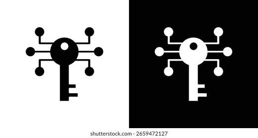 Digitales Schlüsselsymbol einzeln auf weißem Hintergrund. Vektorgrafik.