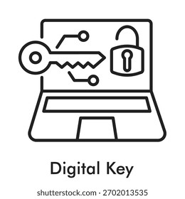 Icono de clave digital en estilo de línea.