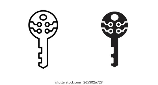 Digital key icon Logo Design Vector Template Illustration