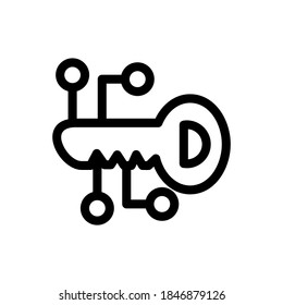 Digitalschlüsselsymbol oder -logo, einzelne Zeichensymbole, Vektorgrafik - hochwertige Vektorsymbole mit schwarzem Hintergrund
