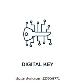 Icono de clave digital. Icono monocromo de seguridad cibernética simple para plantillas, diseño web e infografías
