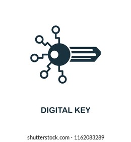 Digital Key icon. Monochrome style design from crypto currency collection. UI. Pixel perfect simple pictogram digital key icon. Web design, apps, software, print usage.