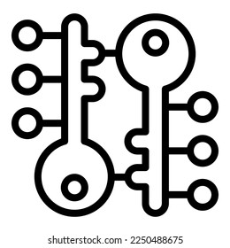 Digital key icon outline vector. Data internet. Online safety