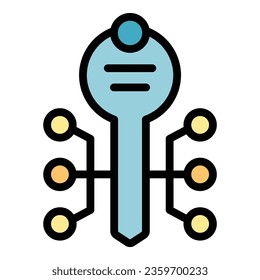 Digital key icon outline vector. Startup idea. People investor color flat