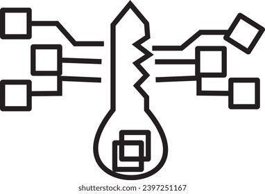 Digital key icon outline vector. Data internet. Online safety