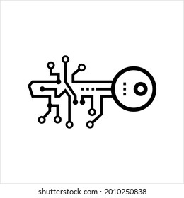 Digital Key Icon, Digital Security Icon Vector Art Illustration