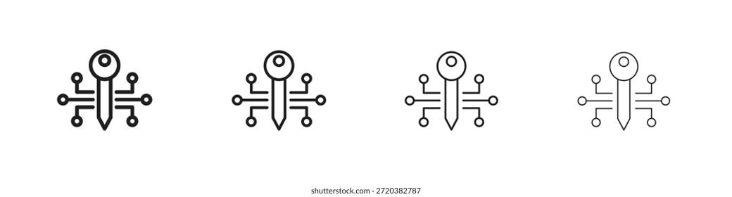 Digitaler Schlüsselsymbolsatz, Illustration, Schwarz