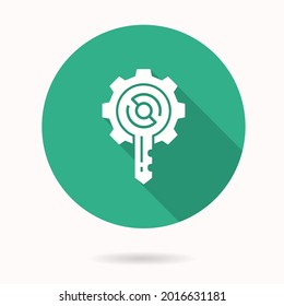Digital key icon. Simple illustration with long shadow isolated for graphic and web design.