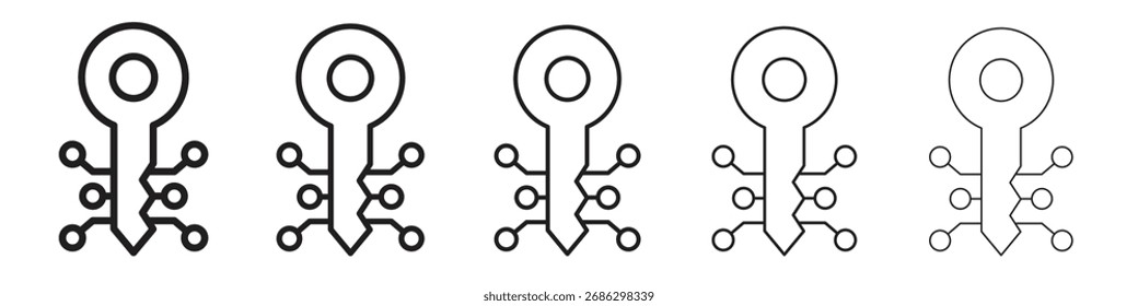 Digital key icon simple vector set. Graphic Illustration
