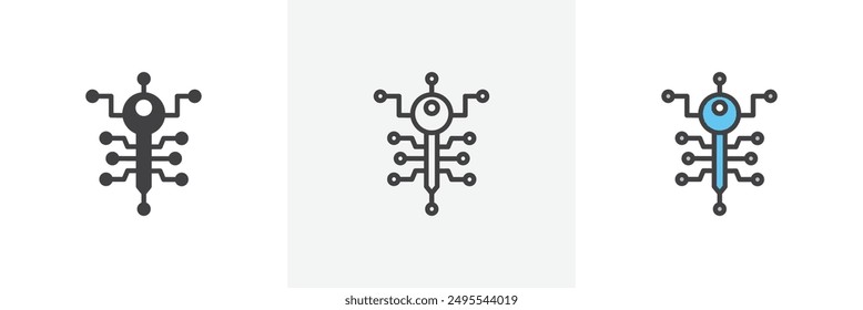 Digital key icon symbol collection on white background.