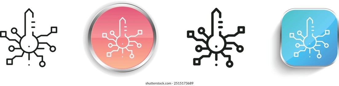 digitales Schlüsselsymbol. Design mit dünnen Linien, regelmäßigen Linien und Schaltflächen einzeln auf weißem Hintergrund