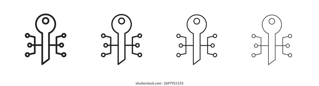 Ilustración vectorial de icono de clave digital. Vector editable EPS 10.