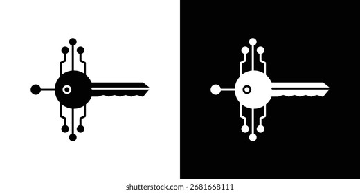 Silueta de Vector de icono de llave digital para colección gráfica y de Diseño web