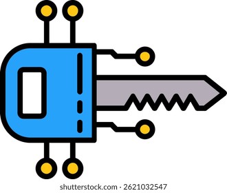 Digital Key Line Filled Vector Icon Design