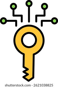 Digital Key Line Filled Vector Icon Design