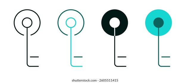 Digital key line icon set. Private electronic key symbol for web or app. Technology, Security, Cryptocurrency, Bitcoin or crypto concept. Personal key with circuit outline logo. Editable vector stroke