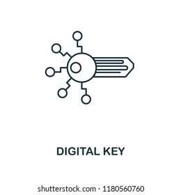Digital Key outline icon. Monochrome style design from crypto currency collection. UI. Pixel perfect simple pictogram outline digital key icon. Web design, apps, software, print usage.