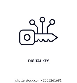 digital key outline icon.  Thin line icon from cryptocurrency collection. Editable vector isolated on white background