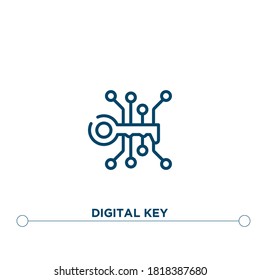 icono de vector de contorno de clave digital. ilustración de elemento simple. icono de contorno de clave digital a partir del concepto de criptodivisa modificable. se puede usar para web y móvil
