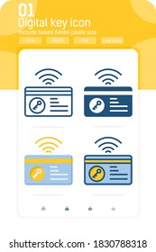 Digital key premium icon with filled, outline, colored and flat style on isolated on white background from smart devices icons collection. Vector symbol concept design template for technology and more