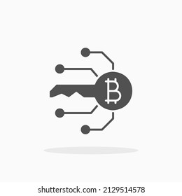 Digital key secure bitcoin glyph icon. Can be used for digital product, presentation, print design and more.