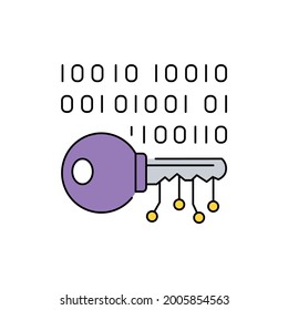 Digital key sign сolor line icon. Pictogram for web page, mobile app, promo. UI UX GUI design element. Editable stroke.