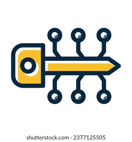 Digital Key Vector Thick Line Filled Dark Colors Icons For Personal And Commercial Use.
