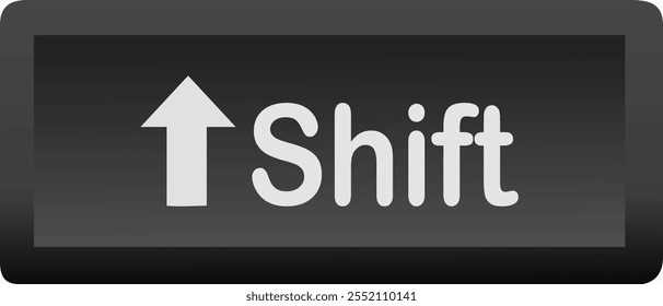 Digital Keyboard Shift Key with Arrow Symbol on Black Background