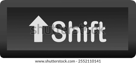 Digital Keyboard Shift Key with Arrow Symbol on Black Background