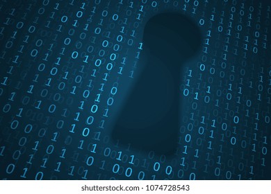 Digital keyhole illustration. Futuristic network security or data encryption. Graphic concept for your design