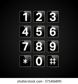 Digital keypad with numbers for phone, user interface, security lock control panel. Telephone button. Vector illustration