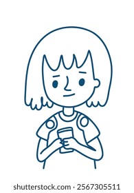digital kid with smartphone in doodle design 