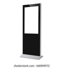 Digital kiosk display, electronic poster ViewSonic with blank screen. Mockup to showcasing your advertising projects. Vector illustration