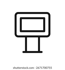 Icono de contorno de quiosco digital, símbolo de Vector de línea de quiosco de cola con trazo editable