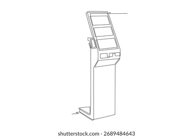 Concepto de quioscos digitales dibujo de una línea