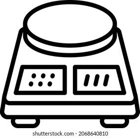 Digital kitchen scale Concept, strain gauge Vector Line Icon Design, Weight Measuring device Symbol, Mass balances Sign, Traditional scale Stock Illustration
