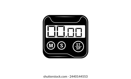 Digital kitchen timer, black isolated silhouette