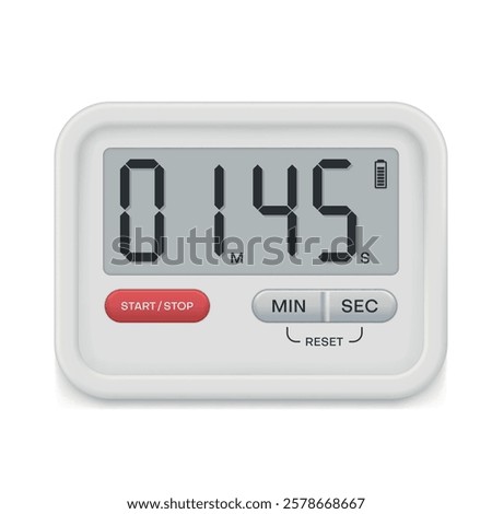 Digital kitchen timer with a large and easy to read display that shows minutes and seconds, designed to accurately count time during cooking