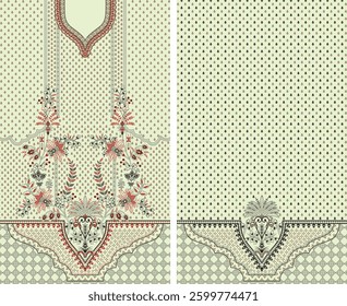 Digital Kurti Front Part and Back Part Illustrator Vector Design