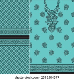 digital  kurti  front part illustrator vector design