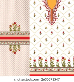 digital  kurti  front part illustrator vector design