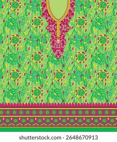 digital  kurti  front part illustrator vector design