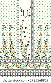 Digital Kurti Front Part  Illustrator Vector Design