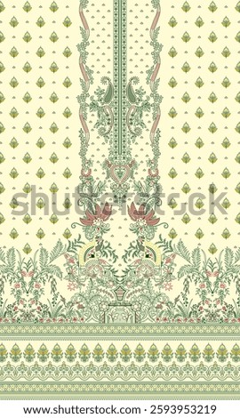 Digital Kurti Front Part Illustrator Vector Design