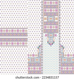 digital  kurti  front part and seleev illustrator vector design