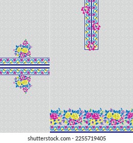 digital  kurti  front part and seleev illustrator vector design