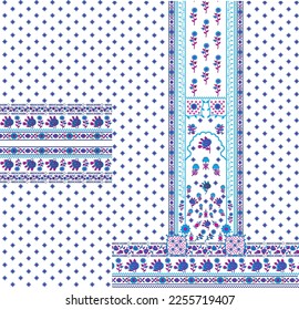 digital  kurti  front part and seleev illustrator vector design