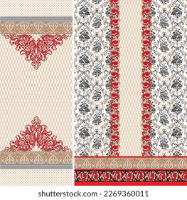 digital  kurti  front part and seleev illustrator vector design