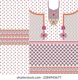 digital  kurti  front part and seleev illustrator vector design