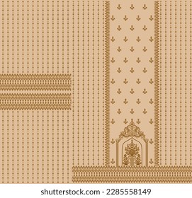digital  kurti  front part and seleev illustrator vector design